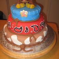 Western Birthday Party This was a cake for a western party. Each layer was a different flavor. Lots of fun to do. My favorite tier is the blue Jeans one.