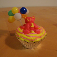 Girl's First Birthday Cupcake Teddy bear is made from modeling chocolate