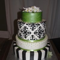 My First Wedding Cake This cake is inspired by "lindee"'s gorgeous damask wedding cake . I loved it so much i wanted to try the same kind of idea...