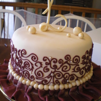 50Th Birthday Party Cake I made this for a friend, for her mom's 50th birthday party. She had to fly with the cake, so the "L" monogram on the top...