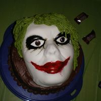 Joker B-Day Cake I made this Joker cake topper for my nephew's 16th b-day. It was made from gumpaste and fondant and the face was painted on w/ food...