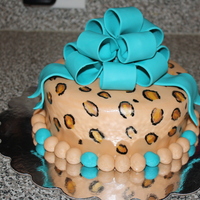 Cheetah Print Birthday Cake This is my first attempt at painting on fondant!