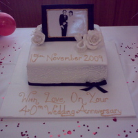 40Th Wedding Anniversary Cake 40th Wedding Anniversary Cake I made. My very 1st time at piping a design on sides of cake and I am extremely happy with how it turned out...
