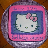Hello Kitty 8 inch square, buttercream, edible print hello kitty on fondant