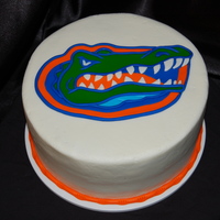 Gator Grooms Cake Buttercream with fondant alligator to match the bride's colors and the grooms favorite team...Florida Gators.