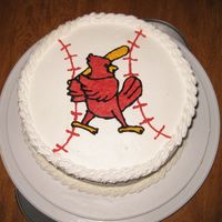St. Louis Cardinals My first time trying to trace an image on a cake, seemed to work out!BC frosting on 2 8" rounds