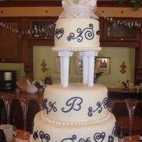 Fondant Scroll Fondant 3 Tier Cake scrolls made of fondant, found a scroll work that I like then enlarged it to the size i wanted and printed it out then rolled the fondant...