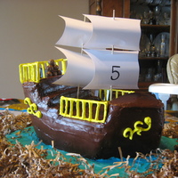 Pirate Ship my 5 year olds birthday cake for his pirate party.