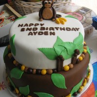 Monkey Birthday Cake I made this for my grandson for his 2nd birthday. All of the decorations are made out of MMF and the idea came from a cake I recently saw...