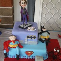 The Joker, Batman, Superman And Spiderman This cake was made for my sons 6th Superheros and Supervillians Birthday Party ..