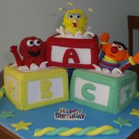 Abc Big Bird, Elmo And Ernie .. I really enjoy making this cake it was made for a friends 14th Birthday party . Elmo, Big Bird and Ernie are made from icing then piped...