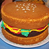 The Burger Just a fun cake that I made for a BBQ we hosted on Memorial Day.