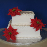 Christmas Party Cake This is a cake my niece and I did for a Senior Citizens Christmas Party. The cake is white cake covered in buttercream frosting. The Pearls...