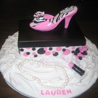Shoe Box Cake And Gumpaste Shoe This is the Birthday Cake I and my niece made for my daughters 20th birthday. The shoe box is the cake. The gum paste shoe was made from a...