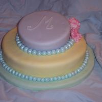 Mom-In-Law Last minute b-day cake for my MIL. White cake with ganache filling. Fondant covered with fondant/gumpaste carnations. TFL