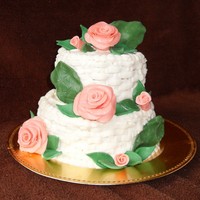Pink Roses And Turnip Leaves! My first attempt at basketweave. It's flawed but hey.. I have to learn one way! This is the cake I made for my parents'...