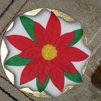 Quick & Easy Poinsettia Cake White cake with BC frosting and MMF