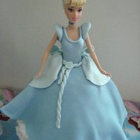 Cinderella Cake Five layer chocolate cake with white BC. Fondant dress.
