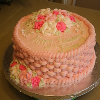 Pink Birthday Cake White Choc. cake with cream cheese buttercream basketweave