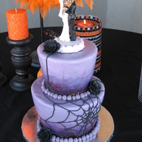 My First Wedding Cake! This was for a last minute wedding on Halloween. 6" orange cream, 9" chocolate mint; SMBC, MMF.