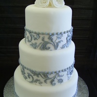 Silver Stencilled Wedding Cake 