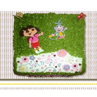 Dora The Explorer Birthday Cake Chocolate Cake iced and filled with butter-cream. Dora and her friend Boots are made of royal icing. The letters and decorations are royal...