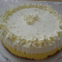 Eggnog Cheesecake Eggnog Cheesecake with homemade whipped cream and a pinch of nutmeg on top.