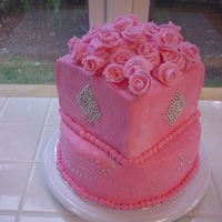 Pink Butter-Cream "bling Bling" Cake All Butter-cream and silver dragees.