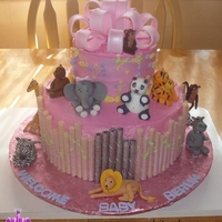 Baby Shower Zoo Cake This is a Zoo Animals cake we made for a Baby Shower. Everything is edible. Most of the animals are gum paste and a couple are fondant....