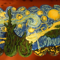 Starry Night Cupcakes my friend and i copied these out of the 'what's up cupcake' book (i think that's the title)