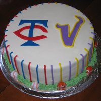 Twins / Vikings 40th Bday cake for hubby . . couldn't decide which of his favorite teams to make so he got both!! French Vanilla WASC with Swiss...