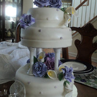 25Th Wedding Anniversary Cake Fondant covered with gumpaste flowers. It was so hot that day!