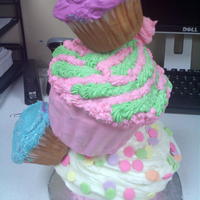 Cupcake Tower! Three feet of cupcakes, all different sizes....... the bottom cupcake is the Wilton large cupcake pan. The second cupcake is Nordicware,...