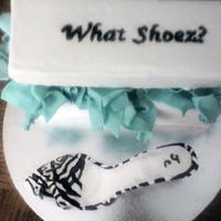 Zerbra High Heel And Shoe Box Pink Champagne cake, butter cream frosting, fondant covered shoe box. Shoe is my first attempt; all free hand.... all gum paste and hand...