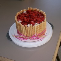 Pirouette Cookie Cake WASC with strawberry filling & Swiss Meringue Buttercream