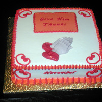 Thanksgiving Praying Hands Buttercream Icing with Fondant Plaque and Chocolate Molded Hands