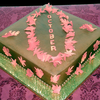 Autumn Bt Chocolate Buttercream with Fondant Lettering & Gumpaste Leaves