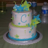 30Th Birthday This cake was made for a friend's 30th birthday. Chocolate butter cake with buttercream frosting. The flowers are made of gumpaste....