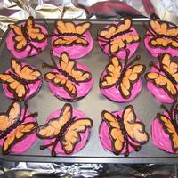 Butterfly Cupcakes I made these for my daughter and her friends. Devil's Food cake with hot pink vanilla buttercream. The butterflies are made from...