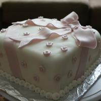 Wilton Course 3, Class 2 WASC cake, buttercream icing, covered in fondant. This is my first time ever covering a cake in fondant!!