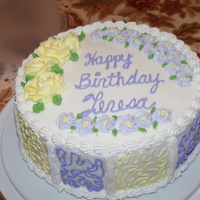 Flower Birthday Cake WASC cake, iced with buttercream and buttercream flowers. Mom said she wanted flowers, so that's what I did :)