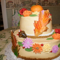 Wilton Course 3 Final Cake I thought outside the box for my final cake. Top tier WASC cake with strawberry preserves. French Vailla and Chocolate Chip cake layered...