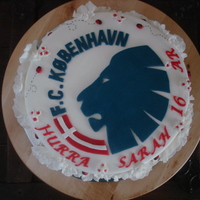 Fck Cake Soccer logo cake for a danish girl....decorated with MMF