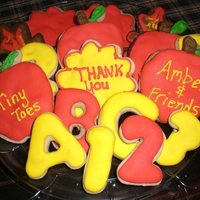 Apple For The Teacher I made these for my son's last day at his dayare. Assorted cookies with wilton royal icing.