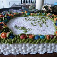 Flower Cake my dad asked me to make this cake for his work, with buttercream roses