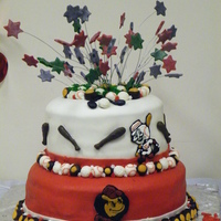 Ohio State Cake This was for my brothers 30ths birthday. i put all of his favorite teams on there and what he likes. the bottom is football the middle is...