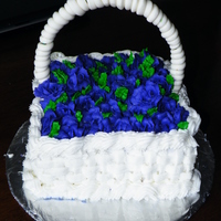 Flower Basket Birthday Cake this is a white basket cake with purple buttercream roses i made it for my grandmas sister, it was her birthday! and she loveeeed it :)