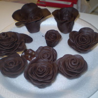 Chocolate Roses i made these out of semi-sweet chocolate with corn syrup. i let them sit out and air dry. this was the first time i made. i got the idea...
