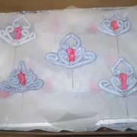 Tiaras these tiaras are made of fondant. my mistake was not coloring the fondant first. instead i painted them and not crazy for the way they came...