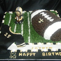 New Orleans Saints Took me three days to make this cake details I added took some time to dry. French vanilla cake with butter cream icing and butter cream...